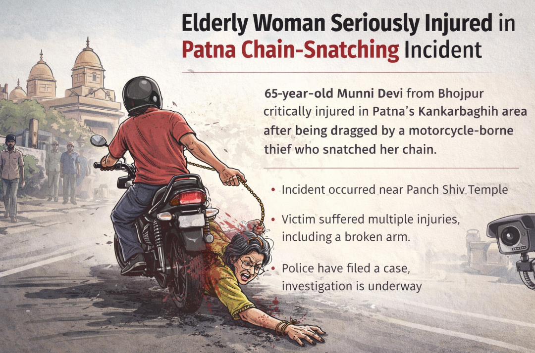 Elderly Woman Seriously Injured in Patna Chain-Snatching Incident