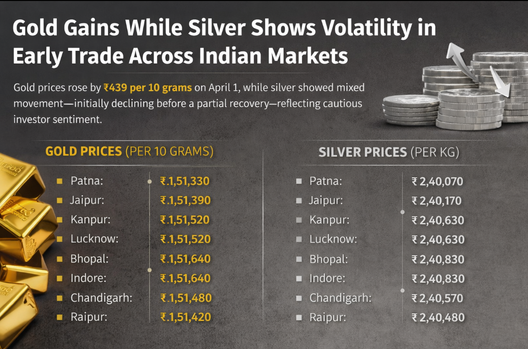 Gold Rises, Silver Shows Mixed Trend in Early Trade Across India
