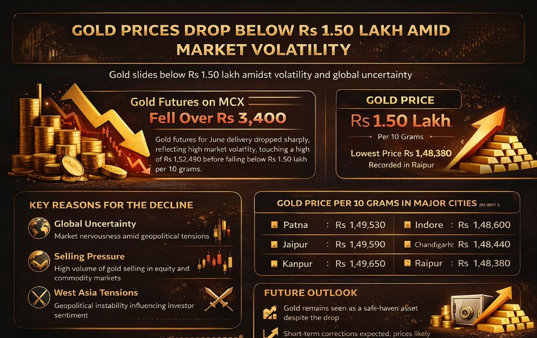 Gold Prices Drop Below Rs 1.50 Lakh Amid Market Volatility
