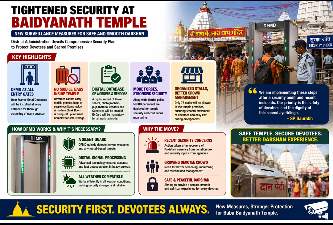 Tightened Security at Baidyanath Temple with New Surveillance Measures