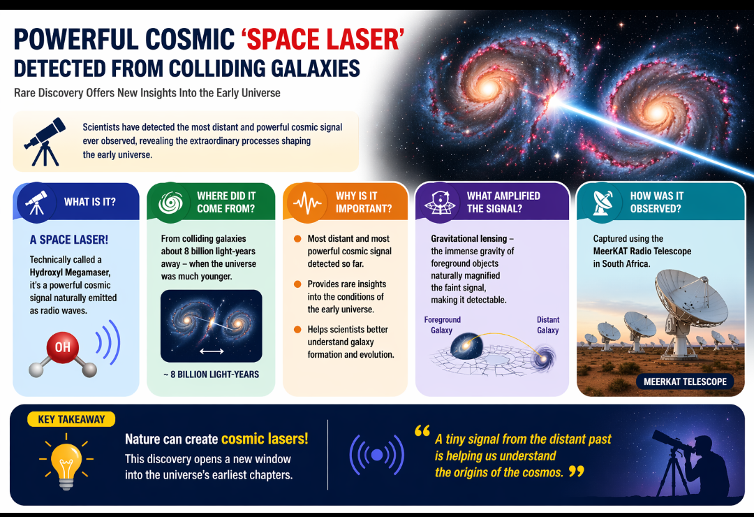 Powerful Cosmic ‘Space Laser’ Detected from Colliding Galaxies