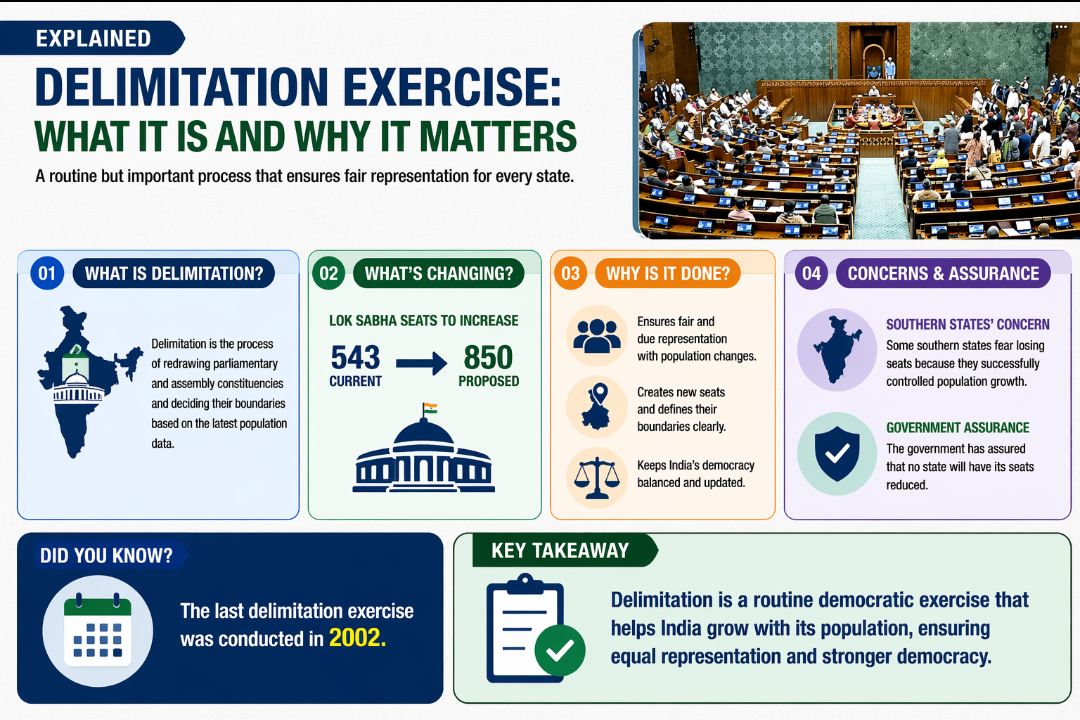 Delimitation Exercise Explained: Redrawing Seats to Reflect India’s Population Shift