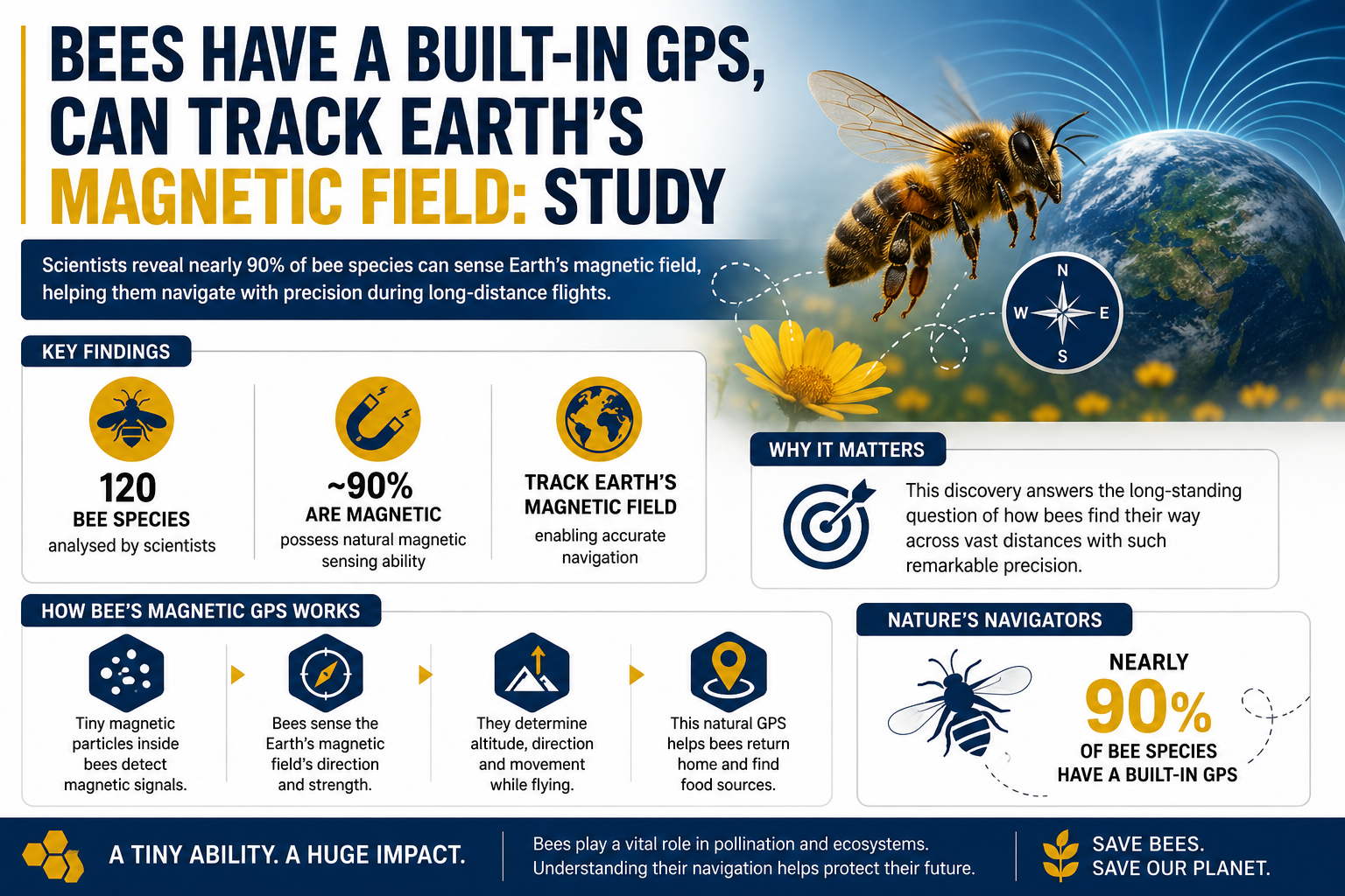 Nature’s Hidden GPS? Scientists Discover Bees Can Track Earth’s Magnetic Field