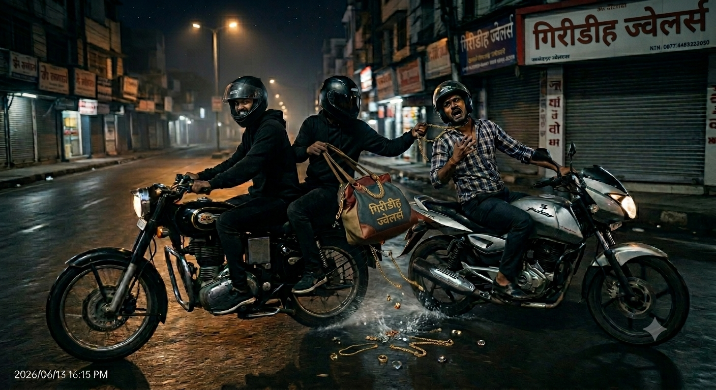 Jewellery Trader Robbed of ₹13 Lakh Worth of Ornaments in Giridih; Bike-Borne Criminals Escape