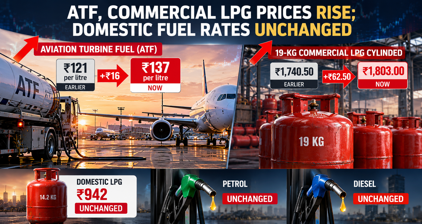ATF, Commercial LPG Prices Rise; Domestic Fuel Rates Unchanged