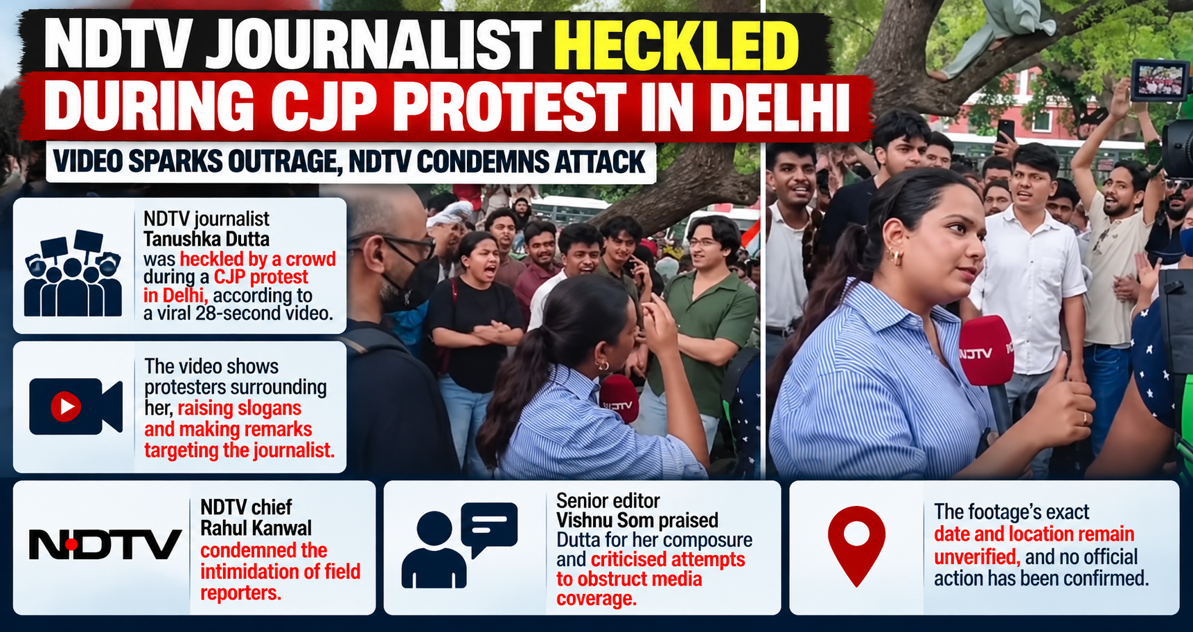 NDTV Journalist Heckled During Delhi CJP Protest, Sparks Media Outcry